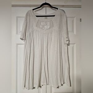 Lane Bryant White Embroidered Swing Tee